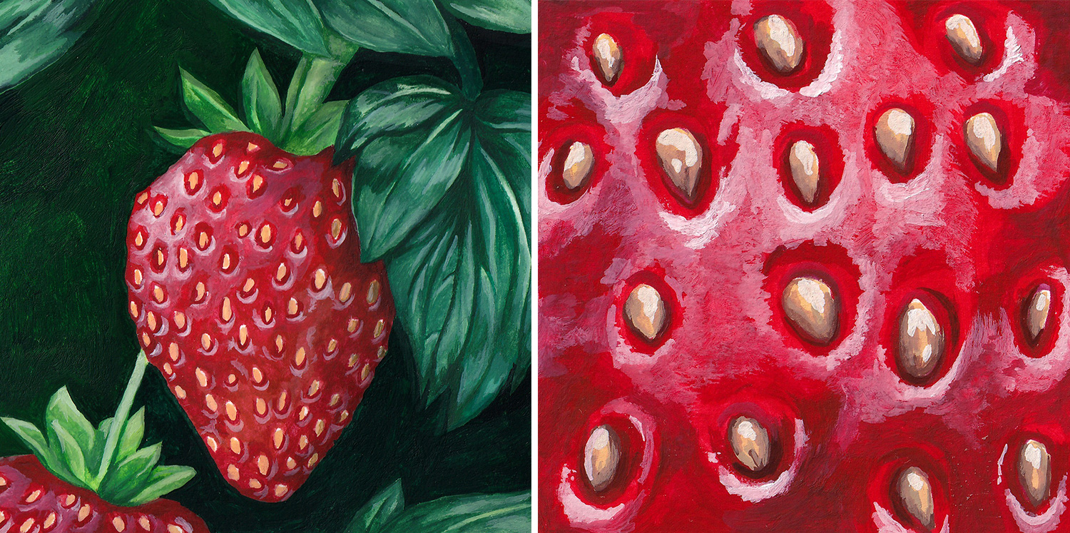 Erdbeeren Gouache Illustrationen