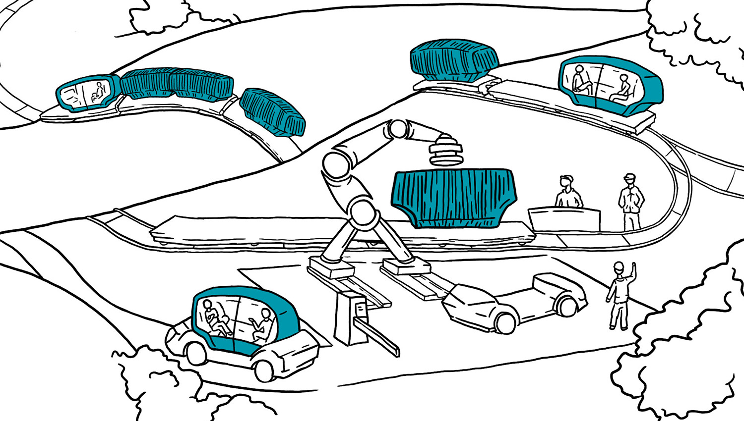 Nachhaltigkeit Illustrationen Transporttechnik